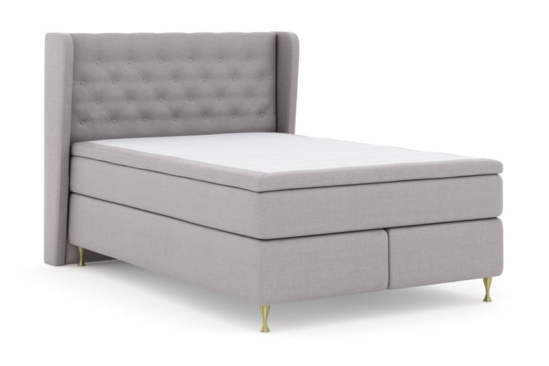 Sänkypaketti Choice No 5 140x200 Kova/Medium Watergel - Vaaleanharmaa/Kulta Jalat - Huonekalut - Sänky - Jenkkisängyt