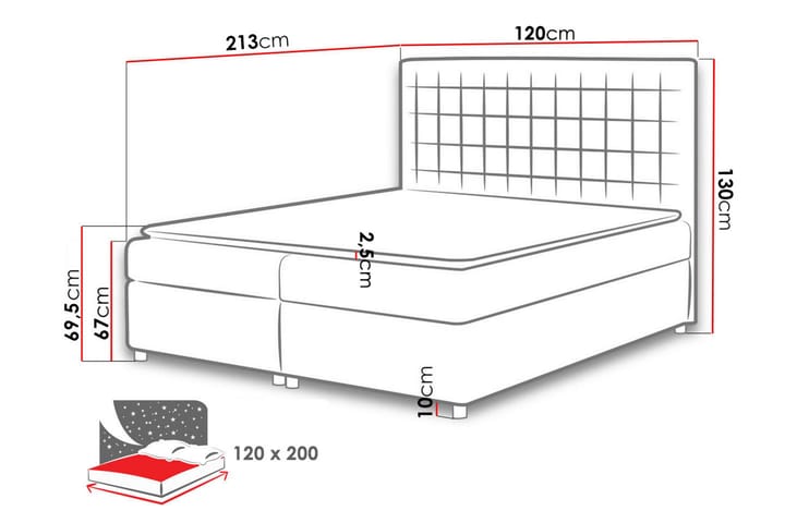 Sänkypaketti Emerita 120x200 cm - Valkoinen - Jenkkisängyt - Sänkypaketti