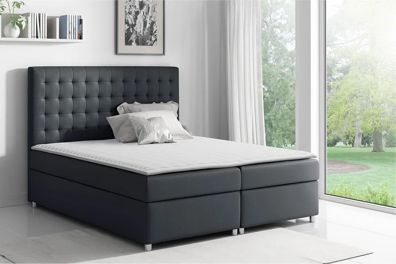 Sänkypaketti Emerita 200x200 cm - Musta - Huonekalut - Sänky - Jenkkisängyt