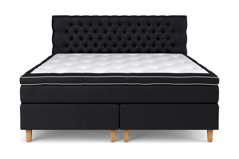 Sänkypaketti Estelle 210x210 cm Sametti - Musta - Huonekalut - Sänky - Jenkkisängyt