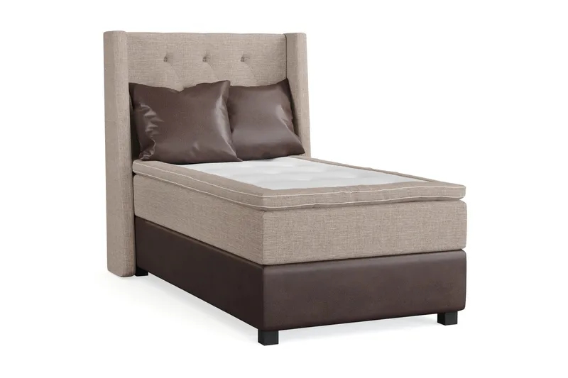 Sänkypaketti Havanna 105x200 kahdella ruskealla tyynyllä - Beige/Ruskea - Huonekalut - Sänky - Jenkkisängyt