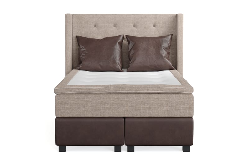 Sänkypaketti Havanna 140x200 kahdella ruskealla tyynyllä - Beige/Ruskea - Huonekalut - Sänky - Jenkkisängyt