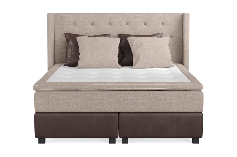 Sänkypaketti Havanna 160x200 2 ruskeaa ja 2 beigeä tyynyä, Beige/Ruskea
