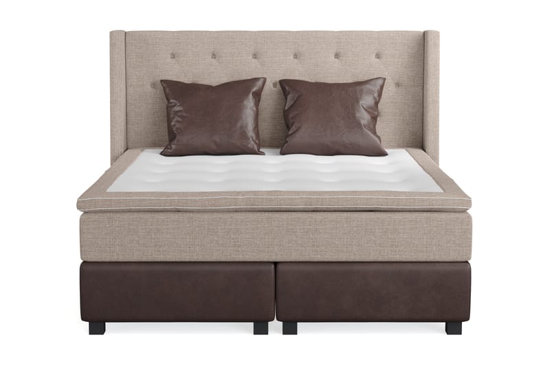 Sänkypaketti Havanna 160x200 kahdella ruskealla tyynyllä - Beige/Ruskea - Huonekalut - Sänky - Jenkkisängyt