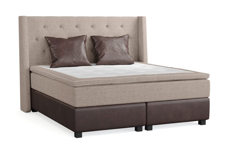 Sänkypaketti Havanna 160x200 kahdella ruskealla tyynyllä - Beige/Ruskea - Huonekalut - Sänky - Jenkkisängyt