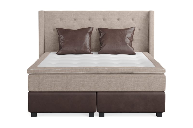 Sänkypaketti Havanna 160x200 kahdella ruskealla tyynyllä - Beige/Ruskea - Huonekalut - Sänky - Jenkkisängyt