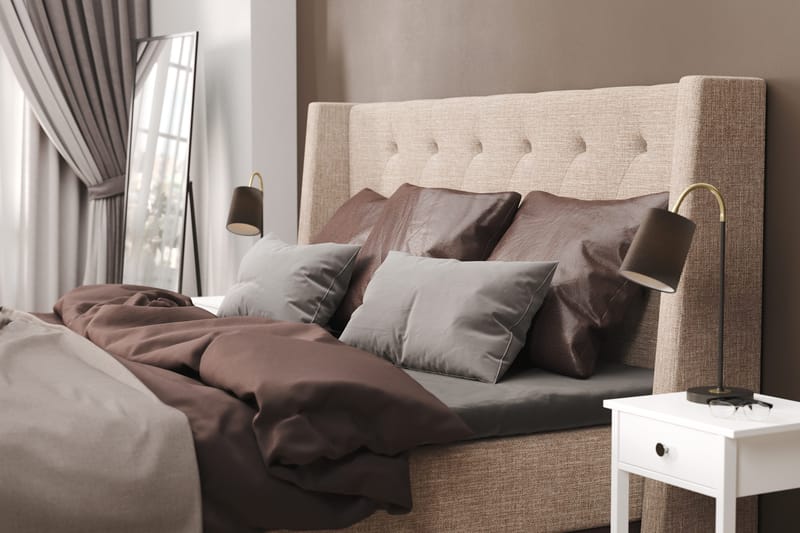 Sänkypaketti Havanna 160x200 kolmella ruskealla tyynyllä - Beige/Ruskea - Huonekalut - Sänky - Jenkkisängyt