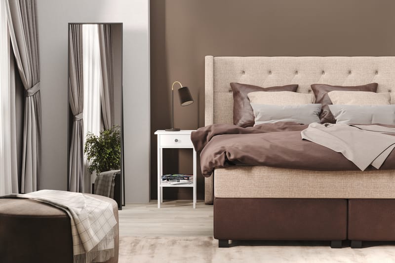 Sänkypaketti Havanna 210x210 2 ruskeaa ja 2 beigeä tyynyä - Beige/Ruskea - Huonekalut - Sänky - Jenkkisängyt