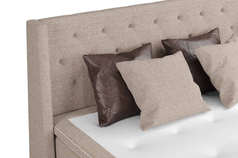 Sänkypaketti Havanna 210x210 2 ruskeaa ja 2 beigeä tyynyä - Beige/Ruskea - Huonekalut - Sänky - Jenkkisängyt