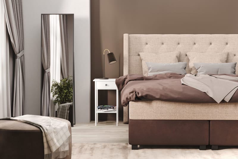 Sänkypaketti Havanna 210x210 kahdella beigellä tyynyllä - Beige/Ruskea - Huonekalut - Sänky - Jenkkisängyt