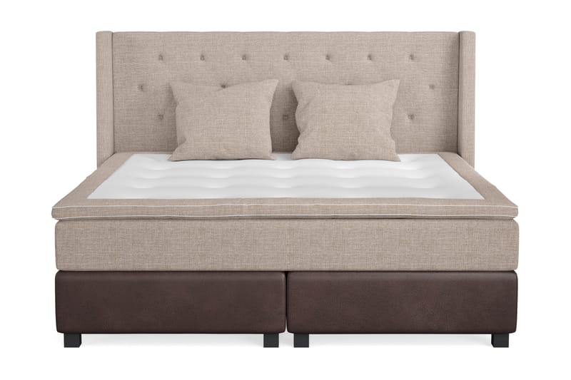 Sänkypaketti Havanna 210x210 kahdella beigellä tyynyllä - Beige/Ruskea - Huonekalut - Sänky - Jenkkisängyt