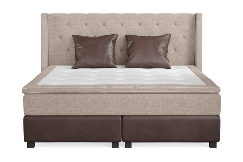 Sänkypaketti Havanna 210x210 kahdella ruskealla tyynyllä - Beige/Ruskea - Huonekalut - Sänky - Jenkkisängyt