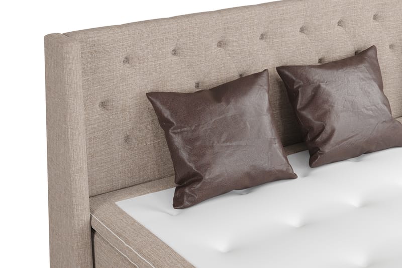 Sänkypaketti Havanna 210x210 kahdella ruskealla tyynyllä - Beige/Ruskea - Huonekalut - Sänky - Jenkkisängyt