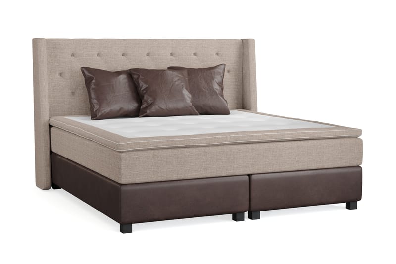 Sänkypaketti Havanna 210x210 kolmella ruskealla tyynyllä - Beige/Ruskea - Huonekalut - Sänky - Jenkkisängyt