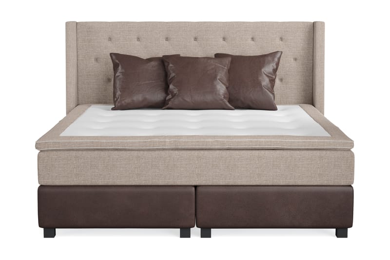 Sänkypaketti Havanna 210x210 kolmella ruskealla tyynyllä - Beige/Ruskea - Huonekalut - Sänky - Jenkkisängyt