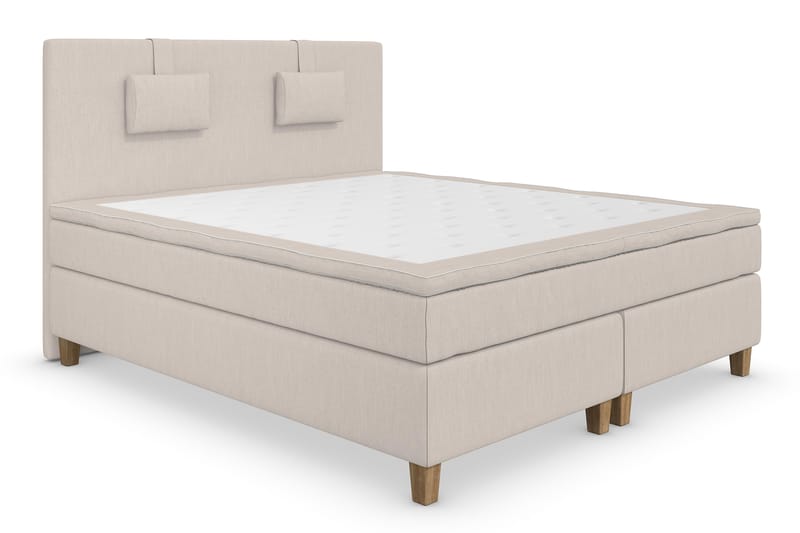 Sänkypaketti Jenkkisänky Roma Lyx 160x200 - Beige/Tammijalat - Huonekalut - Sänky - Jenkkisängyt