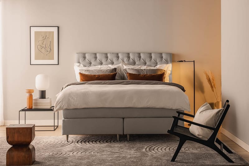 Sänkypaketti Kakichi 180x200 cm Buklee Topattu pääty - Harmaa - Huonekalut - Sänky - Jenkkisängyt