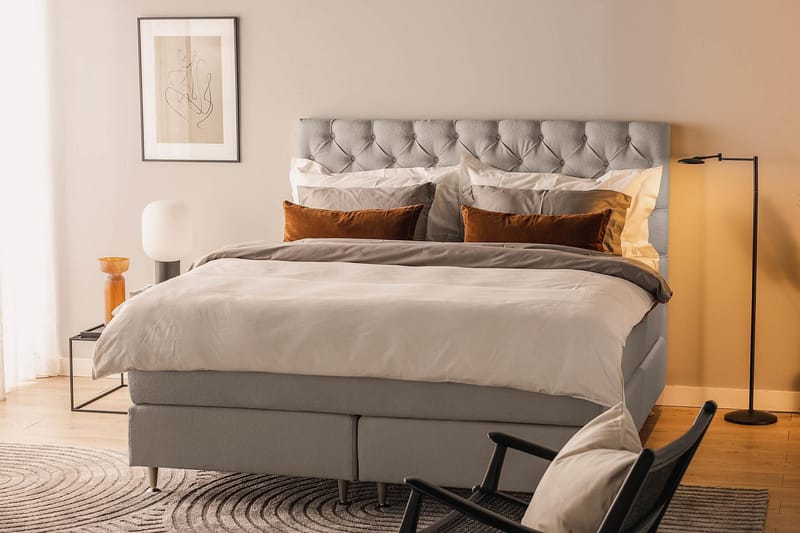 Sänkypaketti Kakichi 180x200 cm Buklee Topattu pääty - Harmaa - Huonekalut - Sänky - Jenkkisängyt