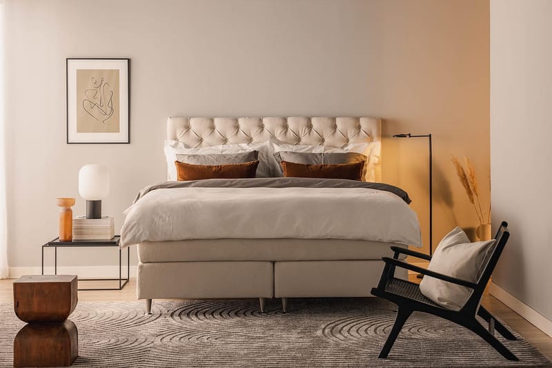 Sänkypaketti Kakichi 180x200 cm Buklee Topattu pääty - Vaaleabeige - Huonekalut - Sänky - Jenkkisängyt