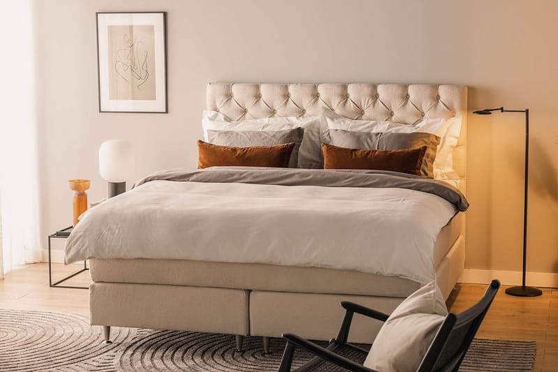 Sänkypaketti Kakichi 180x200 cm Buklee Topattu pääty - Vaaleabeige - Huonekalut - Sänky - Jenkkisängyt