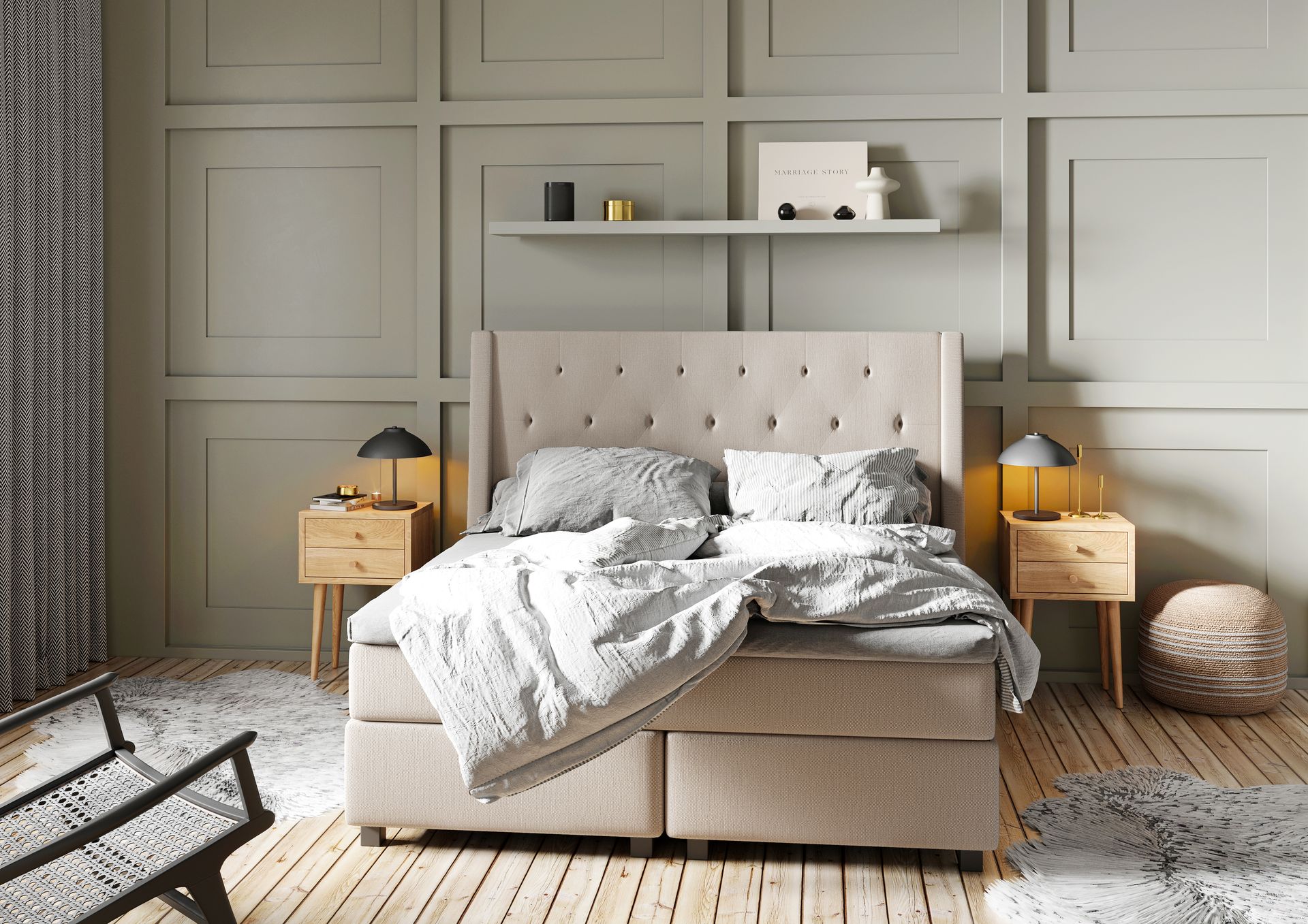 Sänkypaketti Langham 210x210 cm Beige - Huonekalut - Sänky - Jenkkisängyt