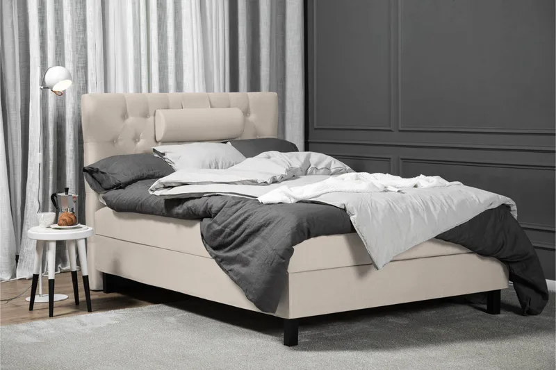 Sänkypaketti Lucky 120x200 Diamant Sängynpääty Beige - Vaahto Niskatyyny Pieni - Huonekalut - Sänky - Jenkkisängyt