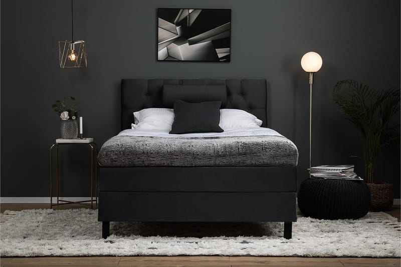 Sänkypaketti Lucky 120x200 Diamant Sängynpääty Musta/Harmaa - Memory Niskatyyny Suuri - Huonekalut - Sänky - Jenkkisängyt