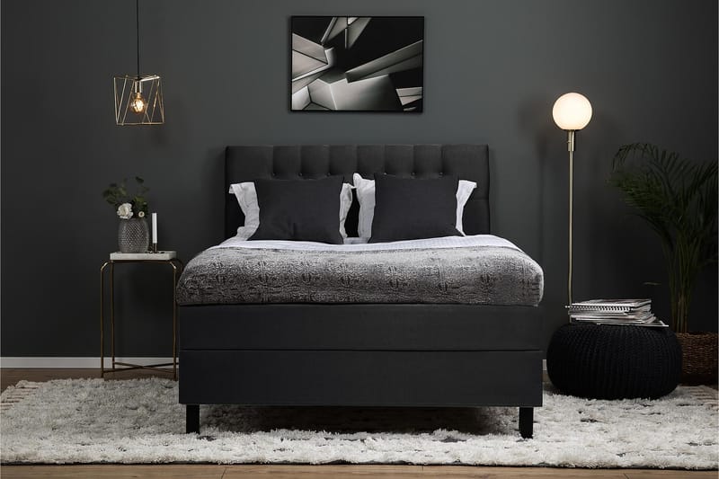 Sänkypaketti Lucky 120x200 Diamant Sängynpääty Musta/Harmaa - Memory - Huonekalut - Sänky - Jenkkisängyt