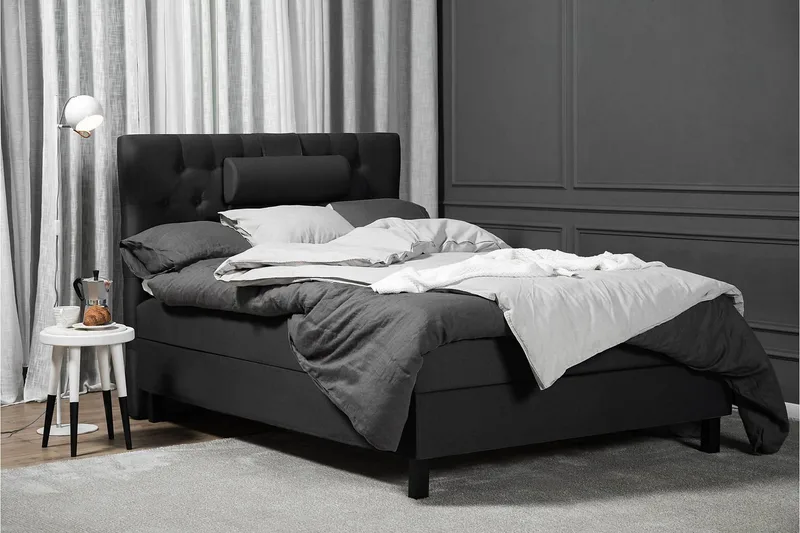 Sänkypaketti Lucky 120x200 Diamant Sängynpääty Musta/Harmaa - Vaahto Niskatyyny Pieni - Huonekalut - Sänky - Jenkkisängyt