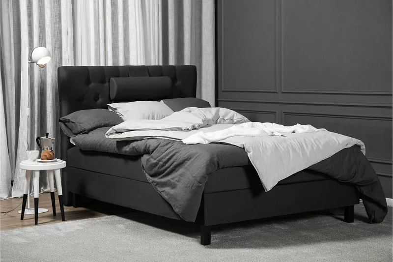 Sänkypaketti Lucky 120x200 Diamant Sängynpääty Musta/Harmaa - Vaahto Niskatyyny Pieni - Huonekalut - Sänky - Yhden hengen sängyt