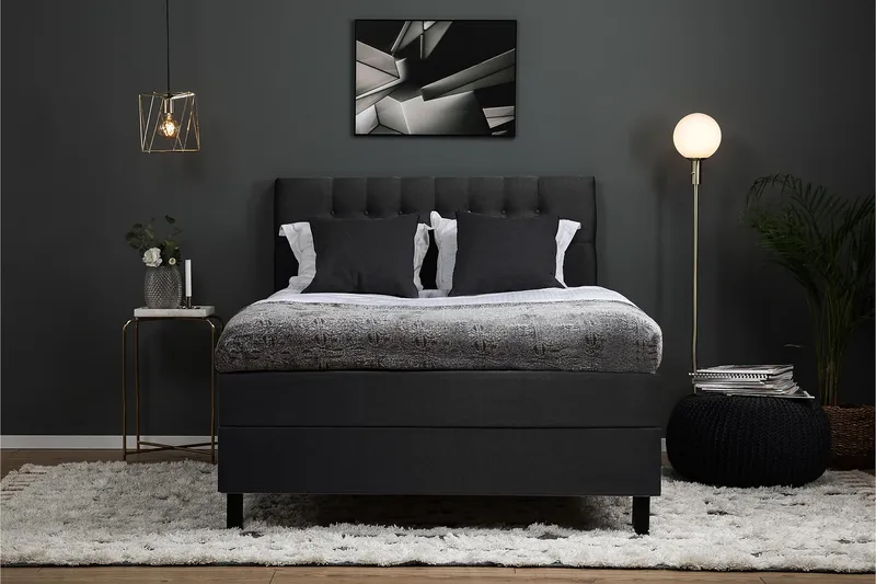 Sänkypaketti Lucky 120x200 Diamant Sängynpääty Musta/Harmaa - Vaahto - Huonekalut - Sänky - Jenkkisängyt