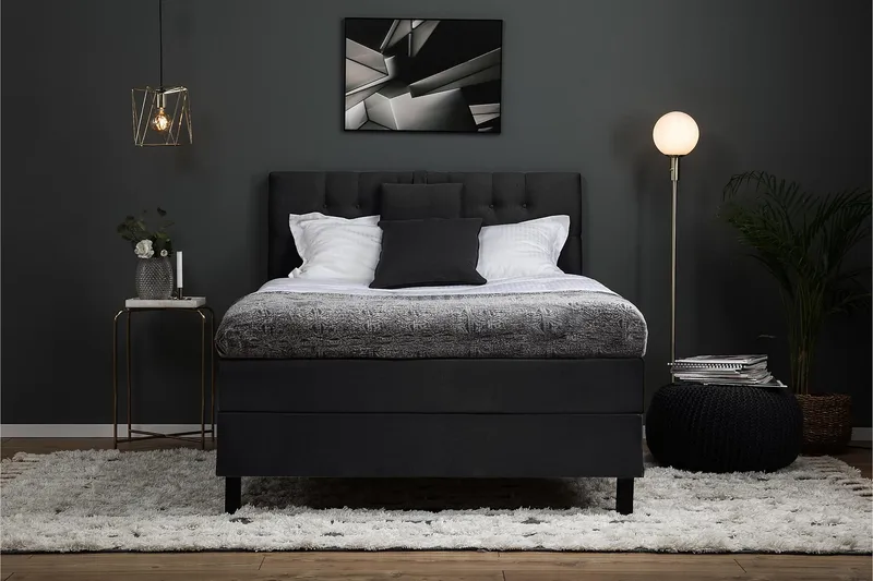 Sänkypaketti Lucky 120x200 Diamant Sängynpääty Musta/Harmaa - Polyeetteri Niskatyyny Pieni - Huonekalut - Sänky - Jenkkisängyt