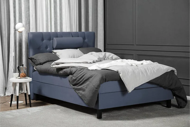 Sänkypaketti Lucky 120x200 Diamant Sängynpääty Tummansinine - Lateksi Niskatyyny Suuri - Huonekalut - Sänky - Jenkkisängyt