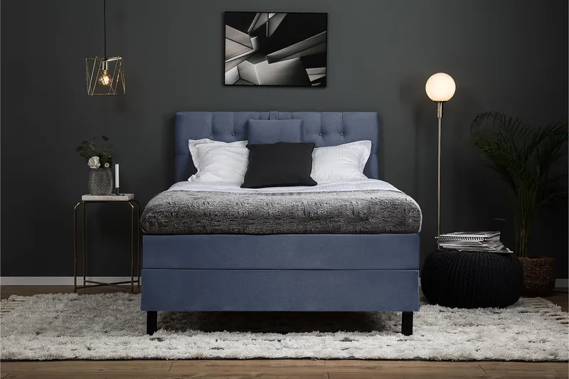 Sänkypaketti Lucky 120x200 Diamant Sängynpääty Tummansinine - Polyeetteri Niskatyyny Pieni - Huonekalut - Sänky - Jenkkisängyt