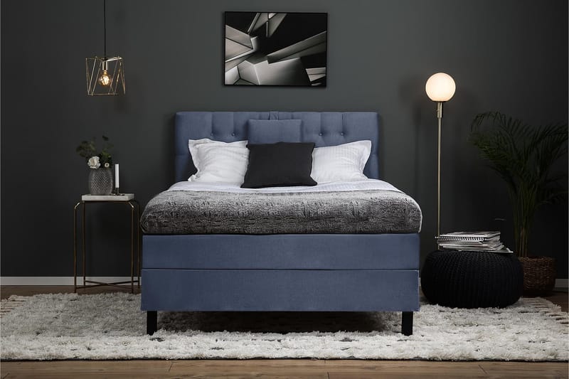 Sänkypaketti Lucky 120x200 Diamant Sängynpääty Tummansinine - Polyeetteri Niskatyyny Pieni - Huonekalut - Sänky - Jenkkisängyt