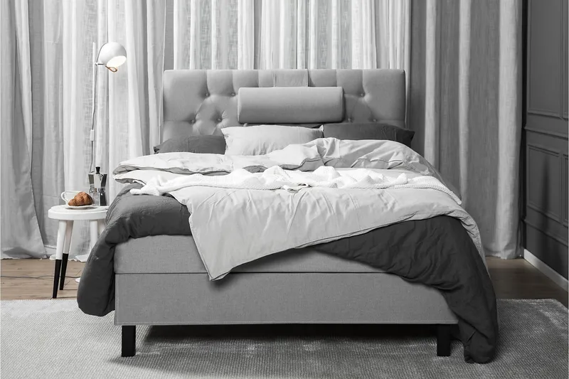 Sänkypaketti Lucky 120x200 Diamant Sängynpääty Vaaleanharm - Lateksi Niskatyyny Suuri - Huonekalut - Sänky - Jenkkisängyt