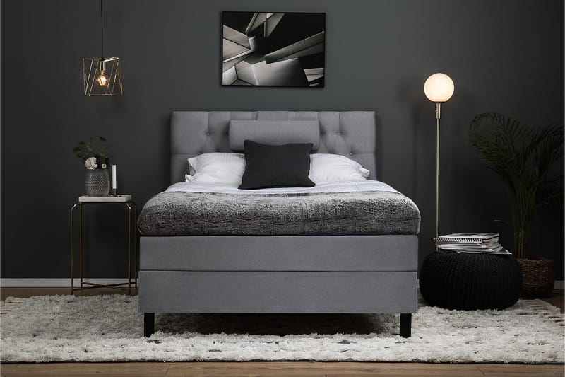 Sänkypaketti Lucky 120x200 Diamant Sängynpääty Vaaleanharm - Memory Niskatyyny Suuri - Huonekalut - Sänky - Jenkkisängyt