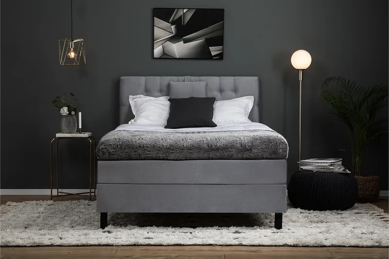 Sänkypaketti Lucky 120x200 Diamant Sängynpääty Vaaleanharm - Vaahto - Huonekalut - Sänky - Jenkkisängyt