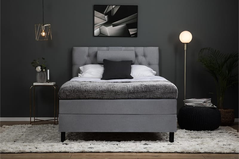 Sänkypaketti Lucky 120x200 Diamant Sängynpääty Vaaleanharm - Polyeetteri Niskatyyny Suuri - Huonekalut - Sänky - Jenkkisängyt