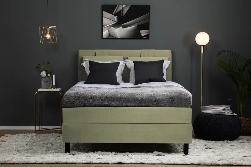 Sänkypaketti Lucky 120x200 Diamant Sängynpääty Vihreä - Polyeetteri - Huonekalut - Sänky - Jenkkisängyt