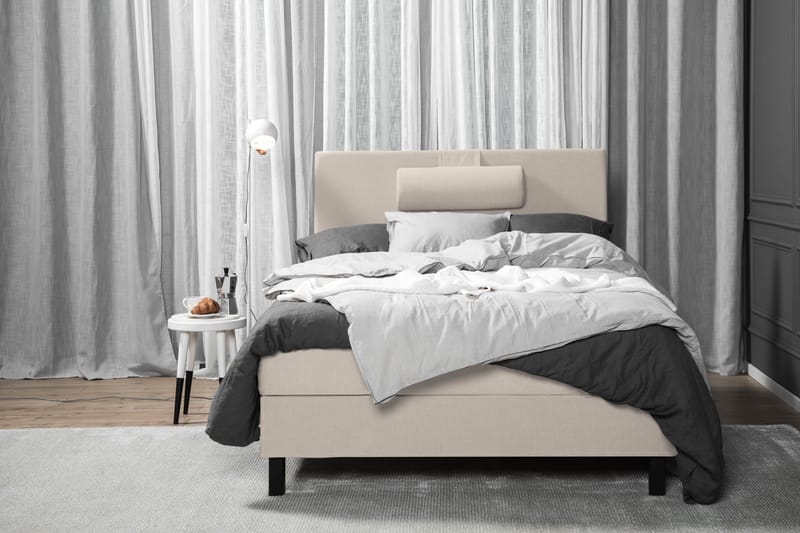 Sänkypaketti Lucky 120x200 Sileä Sängynpääty Beige - Vaahto Niskatyyny Suuri - Huonekalut - Sänky - Yhden hengen sängyt