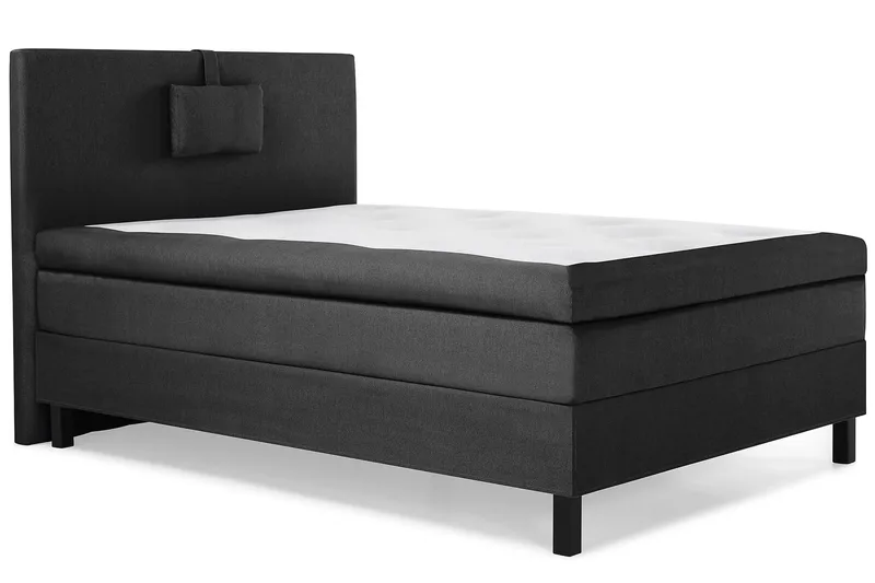 Sänkypaketti Lucky 120x200 Sileä Sängynpääty Musta/Harmaa - Polyeetteri Niskatyyny Pieni - Huonekalut - Sänky - Yhden hengen sängyt