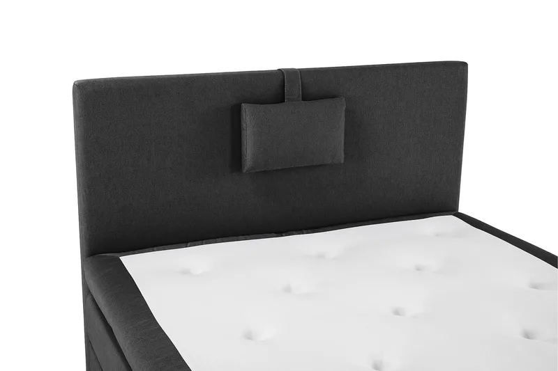 Sänkypaketti Lucky 120x200 Sileä Sängynpääty Musta/Harmaa - Polyeetteri Niskatyyny Pieni - Huonekalut - Sänky - Yhden hengen sängyt