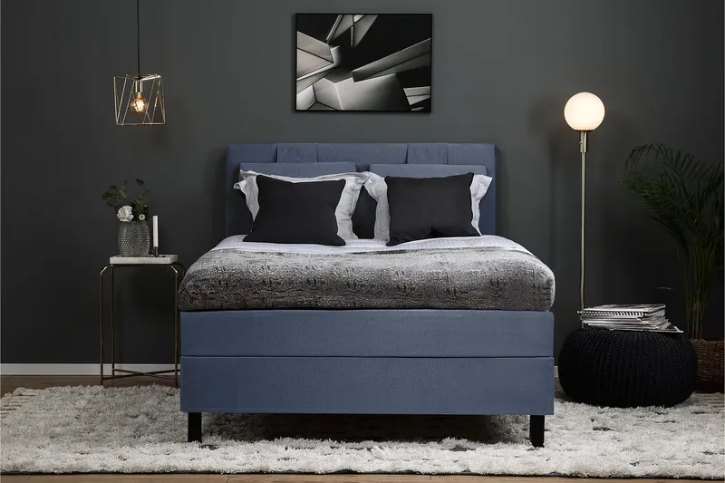 Sänkypaketti Lucky 120x200 Sileä Sängynpääty Tummansininen - Memory - Huonekalut - Sänky - Jenkkisängyt