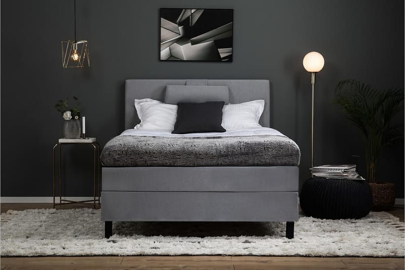 Sänkypaketti Lucky 120x200 Sileä Sängynpääty Vaaleanharmaa - Lateksi Niskatyyny Suuri - Huonekalut - Sänky - Jenkkisängyt