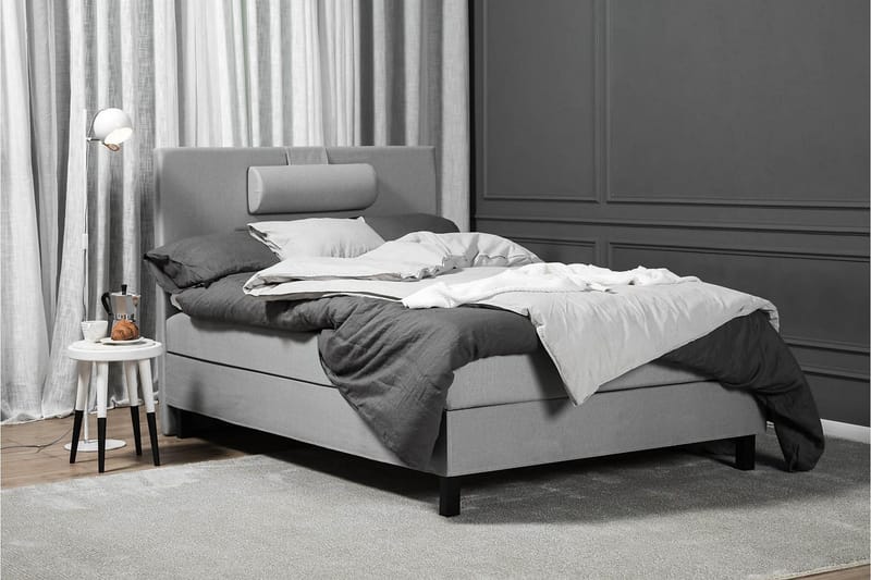 Sänkypaketti Lucky 120x200 Sileä Sängynpääty Vaaleanharmaa - Lateksi Niskatyyny Suuri - Huonekalut - Sänky - Jenkkisängyt