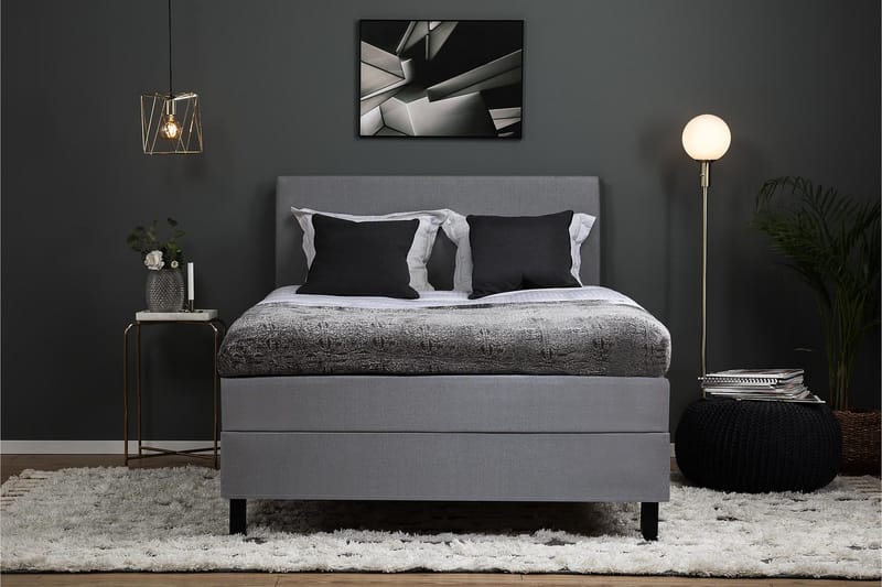 Sänkypaketti Lucky 120x200 Sileä Sängynpääty Vaaleanharmaa - Lateksi - Huonekalut - Sänky - Jenkkisängyt