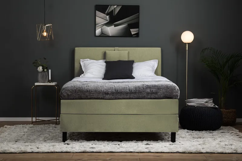 Sänkypaketti Lucky 120x200 Sileä Sängynpääty Vihreä - Polyeetteri Niskatyyny Pieni - Huonekalut - Sänky - Jenkkisängyt