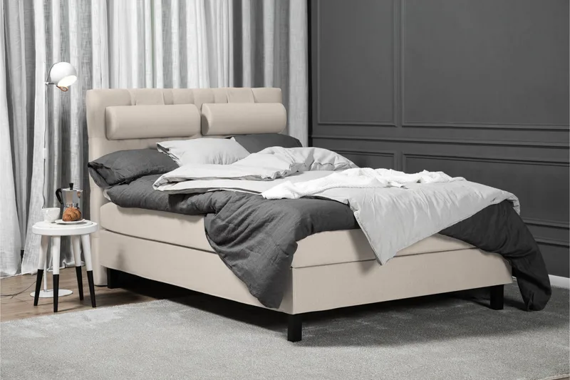 Sänkypaketti Lucky 140x200 Diamant Sängynpääty Beige - Lateksi Niskatyyny Pieni - Huonekalut - Sänky - Jenkkisängyt