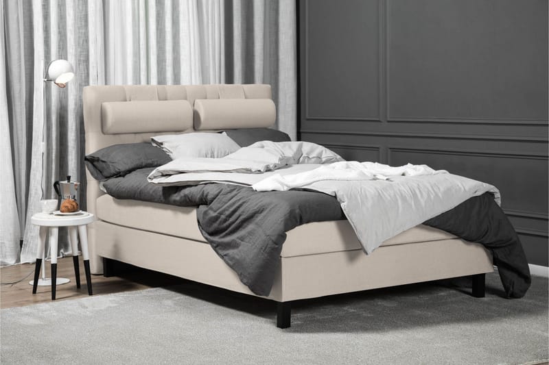 Sänkypaketti Lucky 140x200 Diamant Sängynpääty Beige - Niskatyyny Suuri Beige - Huonekalut - Sänky - Jenkkisängyt